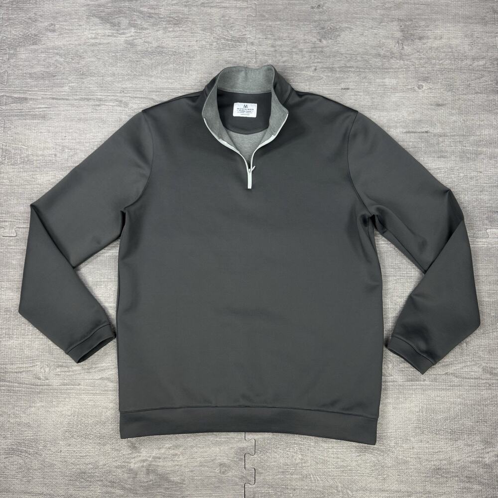 Mizzen + Main Sweater 1/4 Zip Mens Sz L Pullover gray Sweatshirt Top Performance